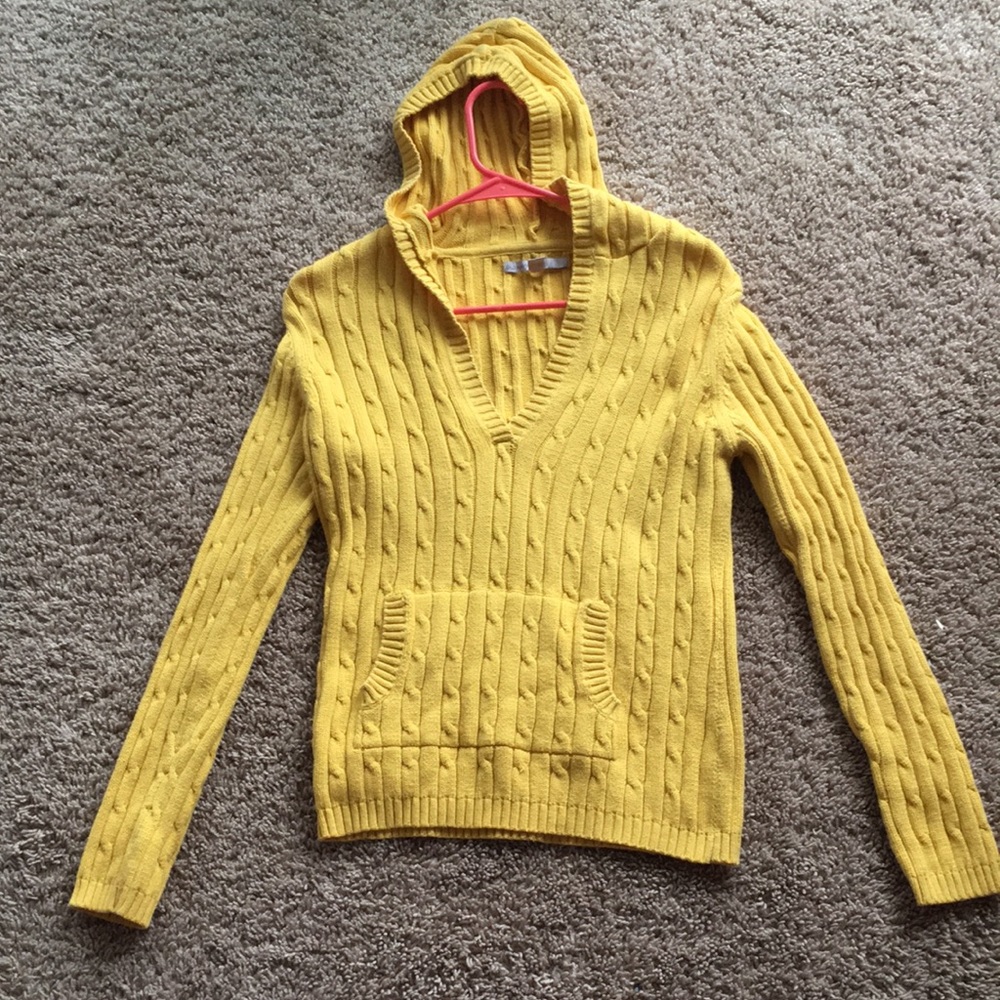 Yellow sweater hoodie.